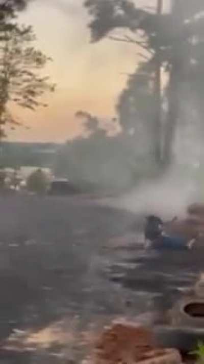 fat guy falls out of moving car