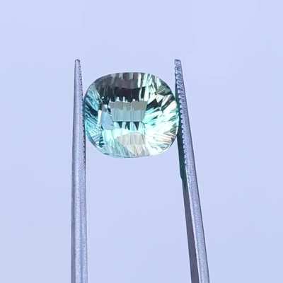 6.6ct, 11.4x10.5mm Minty Seafoam Green Tourmaline, Partial concave recut $1980 +sh