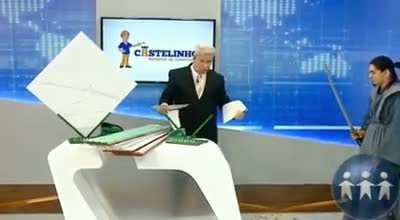 Testing of tile quality on TV turns into a sword fight with Brazilian samurai