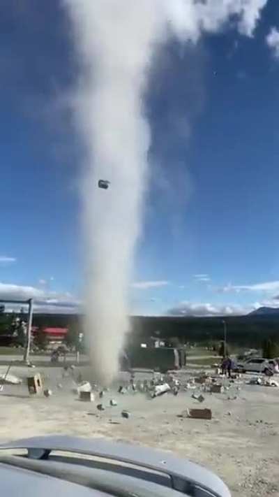 Dust Devil hits a fruit stand