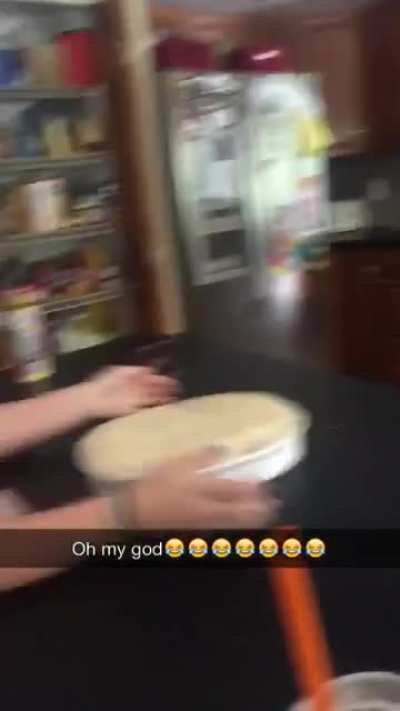 Girl trys to lick dinner when mom isn&rsquo;t looking, doesn&rsquo;t go well.