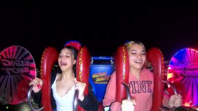 Zelli and Bella ride the slingshot