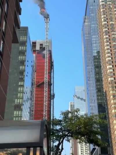 Crane fire in Hell&rsquo;s Kitchen, Manhattan earlier today