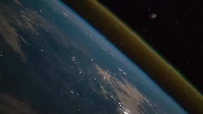 Rocket launch seen from space station