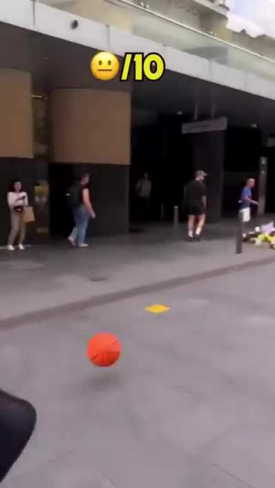 Throwing a basketball at random strangers