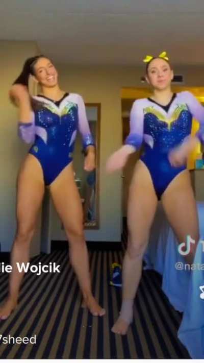 Michigan gymnastics Duo: Natalie Wojcik &amp;amp; Nicoletta Koulos 💙💛 🤸&zwj;♀️