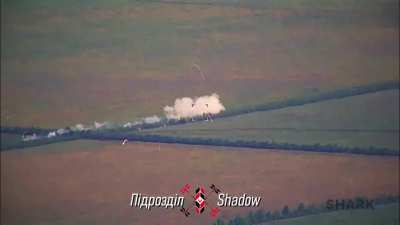The Ukranian 14th UAS regiment tracks a Russian BUK AD system with a Shark Reconnaissance drone and destroys it with a FPV drone.