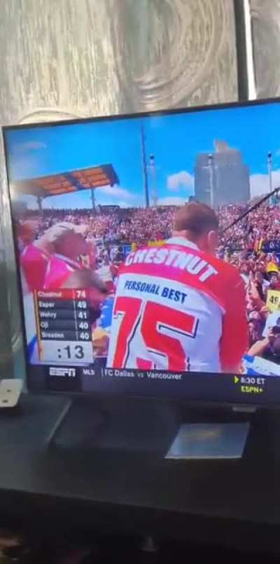 ESPN's feed of the hotdog eating contest cutting out with 13 seconds remaining