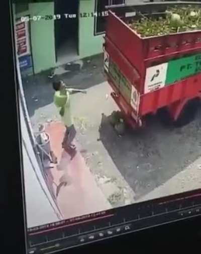 Throwing propane tanks.