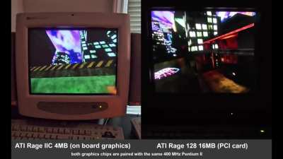 Unreal Tournament - 4MB Integrated ATI Graphics vs 16MB ATI Rage 128 PCI