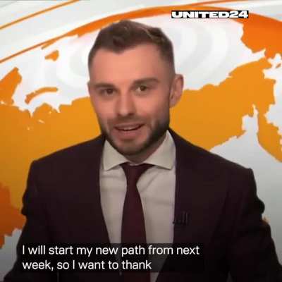 Ukrainian newscaster gives final notice on air, joining the army to help fight the russians