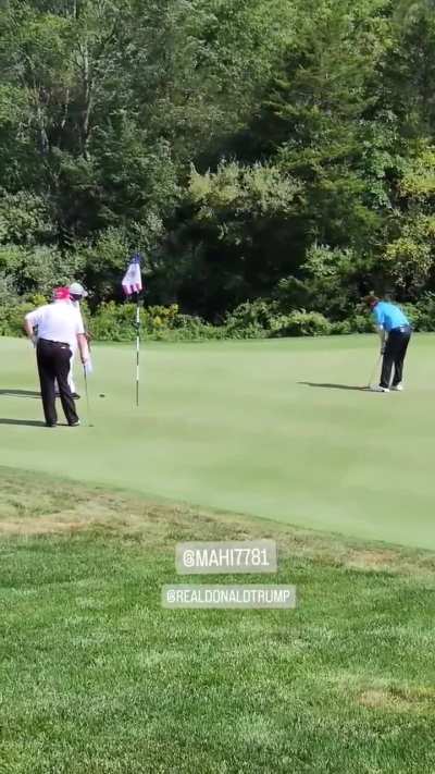 Dhoni defeating Donald Trump in golf. 