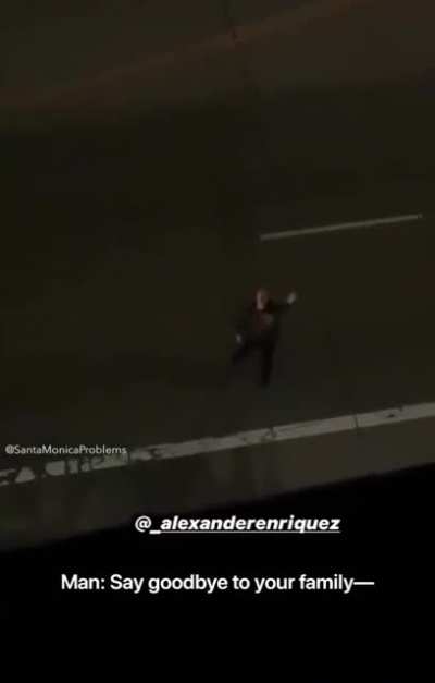 Man screaming at apartment building