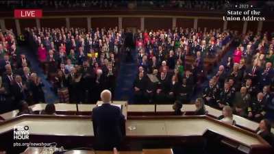 Dark Brandon brings Republicans to their feet to cheer for seniors &amp;amp; social security during the State of the Union Address.