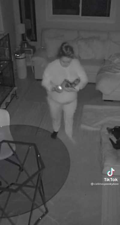 Girl catches herself sleepwalking and acting bizarre on camera