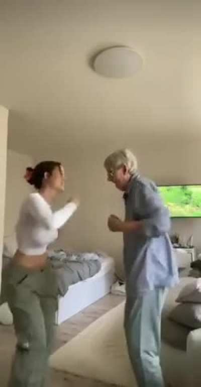 Dancing with her grandma