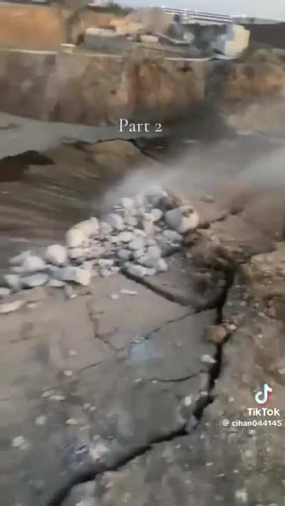 The ground sinking