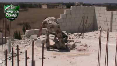 FSA 9M14 Malyutka team targets an SAA tank with what appears to be a dud missile - Menagh Military Airbase - 7/13/2013