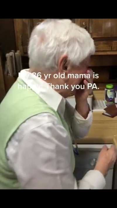 86 year old mother celebrates PA going blue