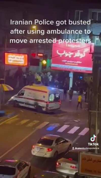 Iranian Police got busted after using an ambulance to move arrested protesters