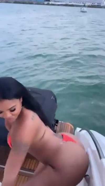 Kitty on a boat 