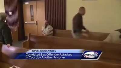 What do you do when you want to hit a pedo but your hands are cuffed to your waist?