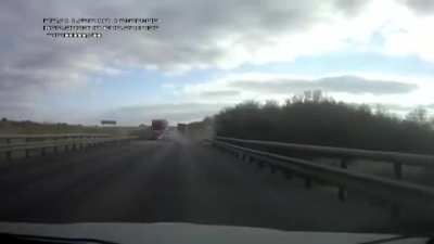 Truck catches fire after collision