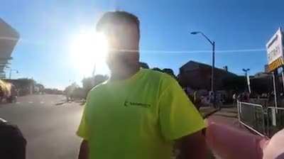 Michael Picard crashing a blue lives matter protest dressed as a pig