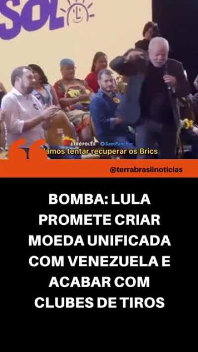 O presidente Lula tem o projeto de acabar com o real e fazer uma moeda unificada para a Am&eacute;rica Latina. &ldquo;N&atilde;o tem esse neg&oacute;cio de depender do d&oacute;lar&rdquo;. Em evento de formaliza&ccedil;&atilde;o do apoio do Psol neste s&aacute;bado (30), ex-presidente afirmou que vai destruir os Cl
