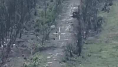 Drone footage of apparent Russian shooting their own comrade and running away