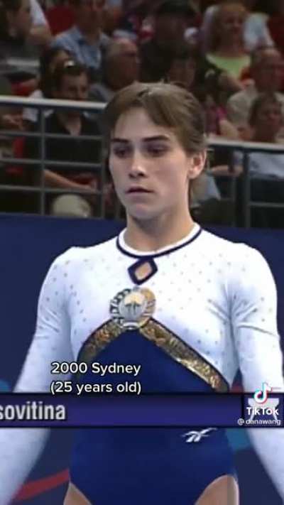 This is Oksana Chusovitina who competed in the Olympics 8 times. She is from Uzbekistan and lived in Germany 2008 because of her sons leucaemia treatment. She is an absolut goddess.