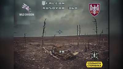Ukrainian drone chasing after two ruzzian soldiers near the destroyed van (the work of "Wild division" from 82 paratrooper brigade) 