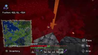 How?! HOW?! Playing on peaceful while I make my nether motorway and this happened trying to plug a lava source&hellip;
