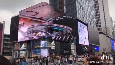 LED cube display creating a naked eye 3D effect