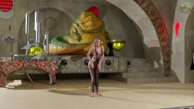 Princess Leia in Oola's outfit and dancing for Jabba (Pornunga34)