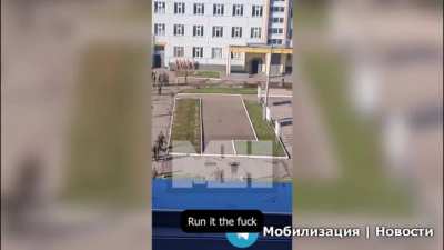 "The Russian soldiers are bullied." The video was filmed on the building of the 4th Guards Tank Division in Naro-Fominsky District, Russia. The authors of the video claim that the brigade commander forced the Russian soldiers to strip naked.