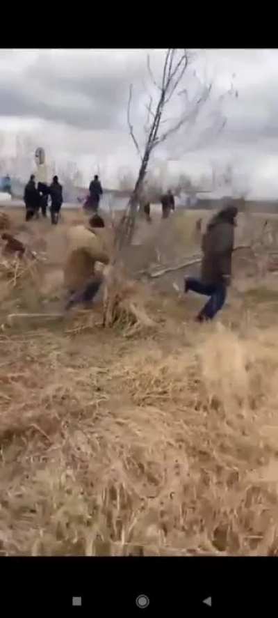 "Tore off a man's leg." The Russians just fired on civilians who blocked the road to a convoy of tanks.