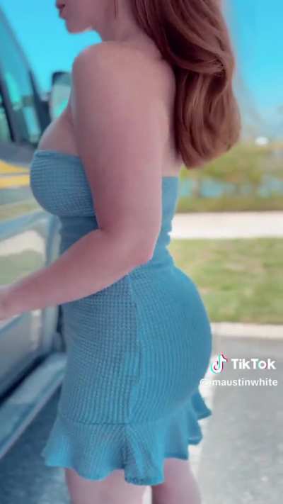 She's wearing that dress.