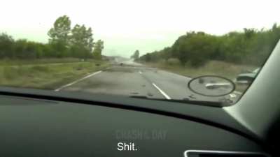 18 year old car thief attempts to juke Police car, ends up almost killing everyone.