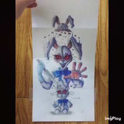 I did this &ldquo; drawing paper folding art trick thing &ldquo; in my art class . Decided to include Vanny because Security Breach is approaching so yeah ... enjoy ?!?!