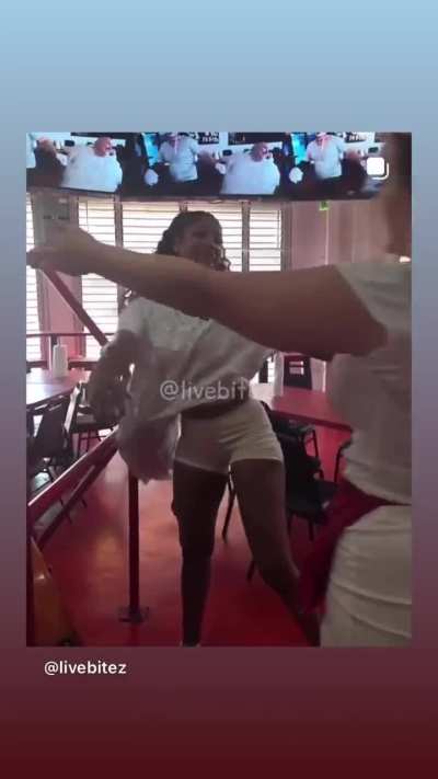 She getting Spanked in Restaurant