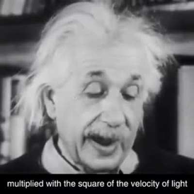 Einstein explains his famous formula, E=mc&sup2;.