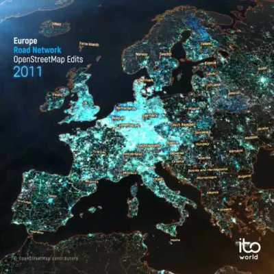 European Road network 2006-2019 [OSM highlights]