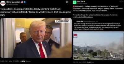 Bellingcat confirms US Tomahawk missile attack on Iranian girls' primary school. Trump, Iranian monarchists, and Zionist commentators all falsely claimed the attack was carried out by Iran. Some Zionists & monarchists simultaneously defended the attac