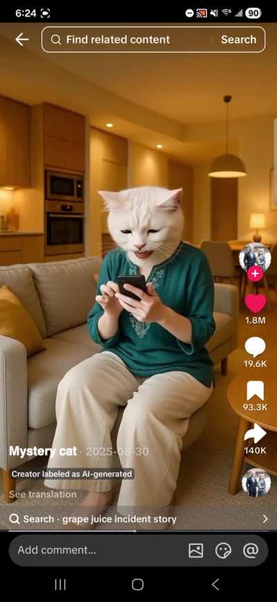 Mama cat gossiping on the phone