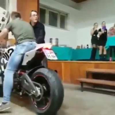Just a guy revving his bike