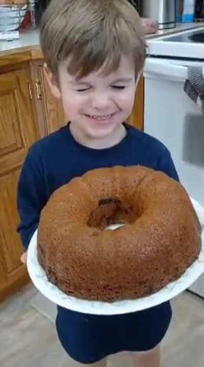 My son and his grandma worked hard on this cake.