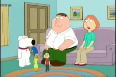 A rarely broadcast Family Guy scene featuring Glen Quagmire sexually assaulting Marge Simpson and then the Simpsons being shot.