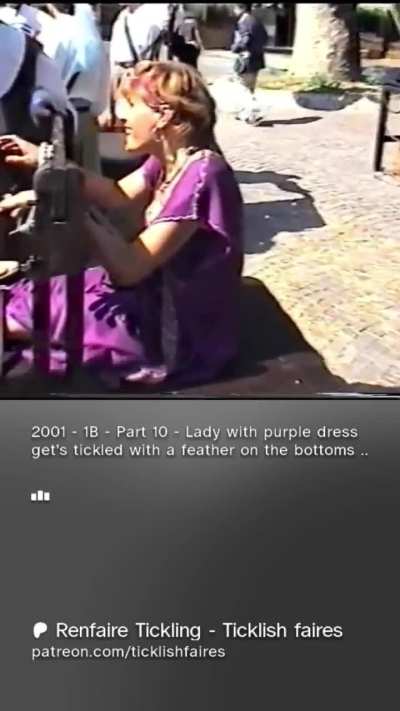 9 different ladies are ticked into the stocks at the renfaire.  They get there shoes and socks taken off and their soles tickled