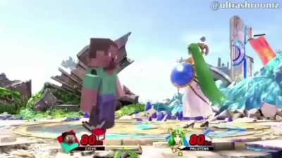 Steve meeting the smash bros cast